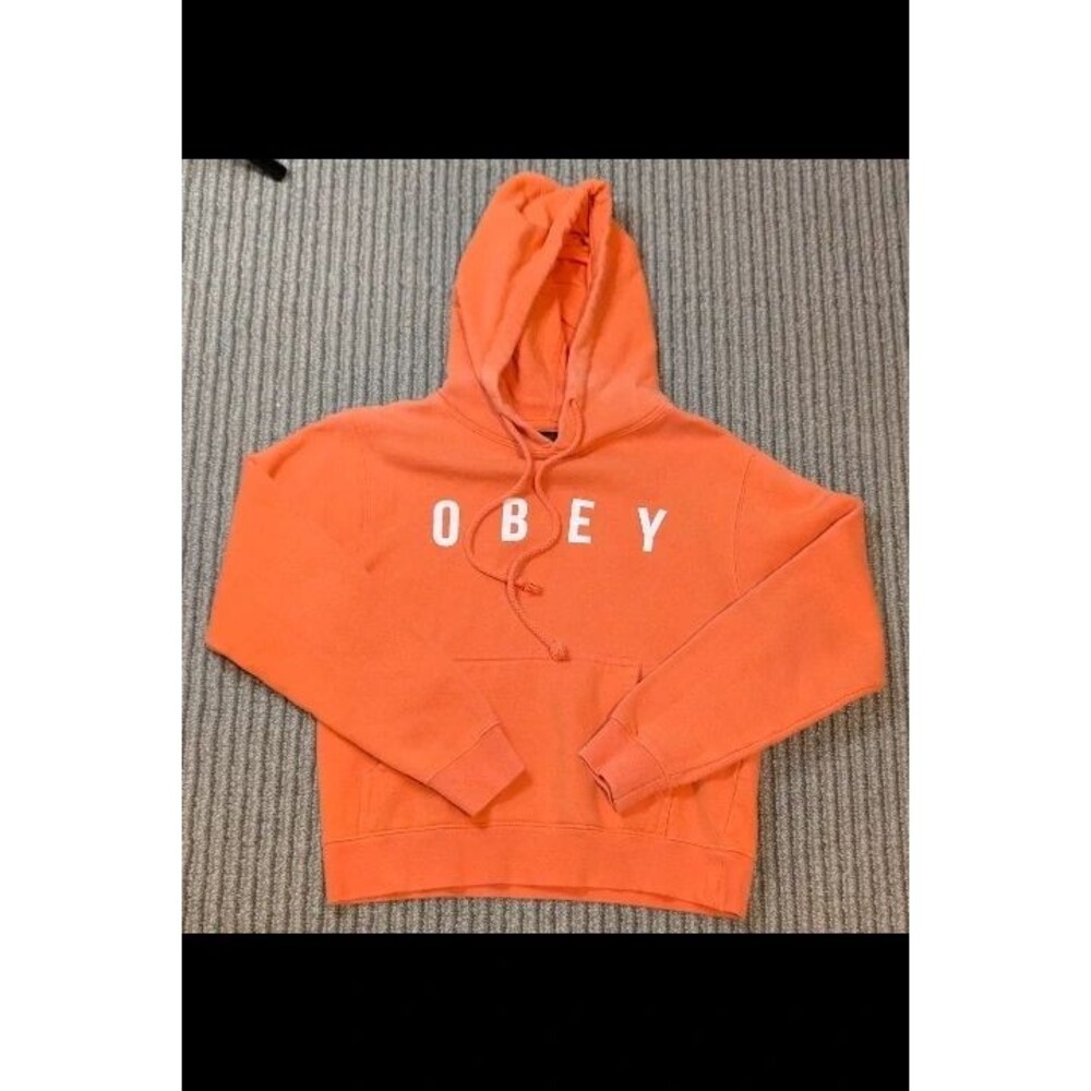 Orange Obey pullover hoodie size small